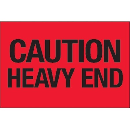 Bondad 2 x 3 in. - Caution - Heavy End Fluorescent Red Labels BO3359007